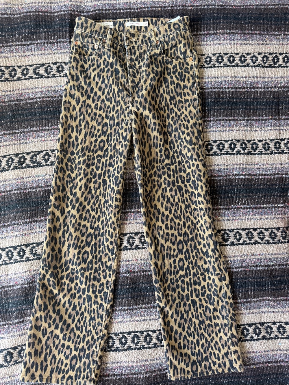 Levi's Premium Ribcage Straight Corduroy Pants Leopard Print Size26